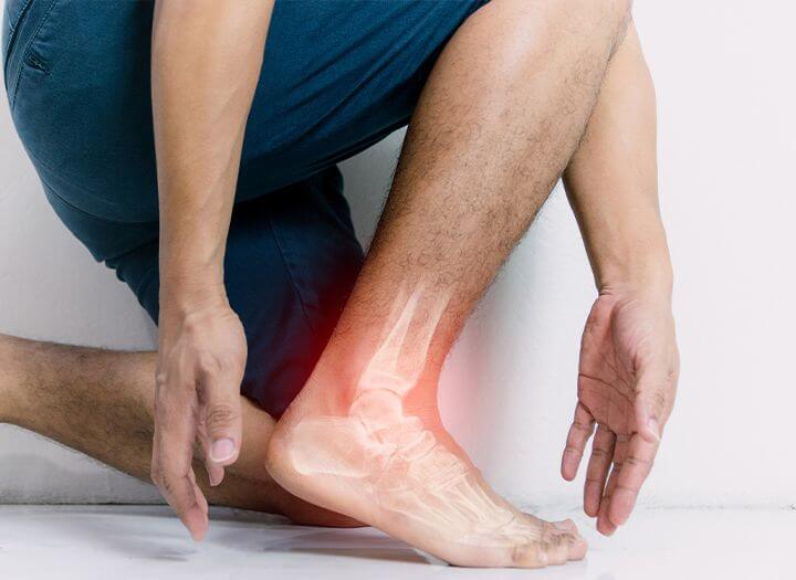 Man suffering foot and ankle pain
