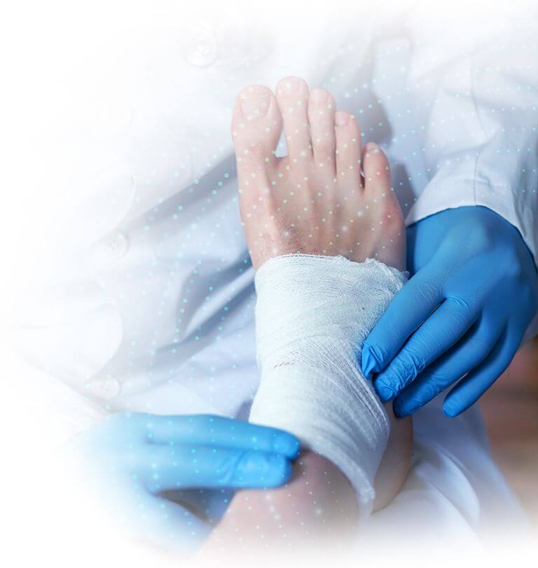 Doctor Doing bandage on patient ankle